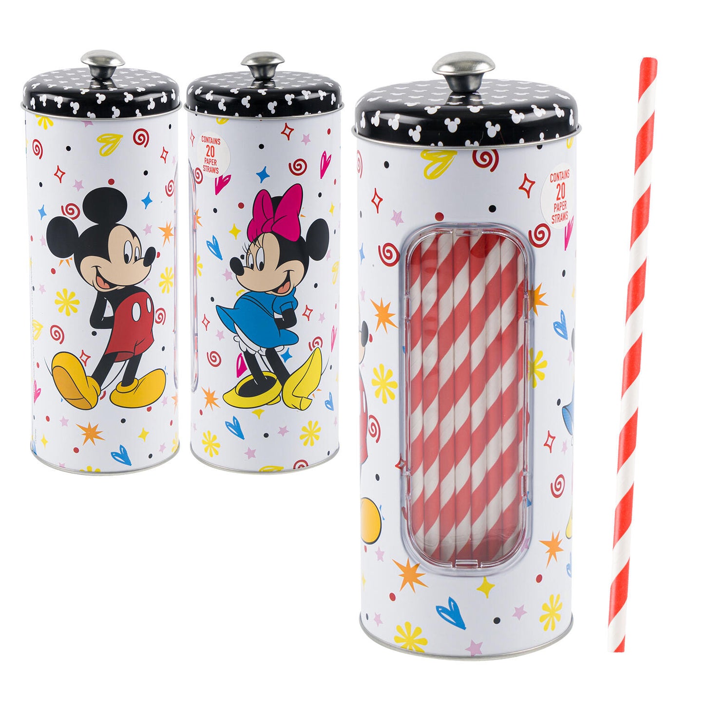 Mickey and Minnie Straw Holder 8.25"H