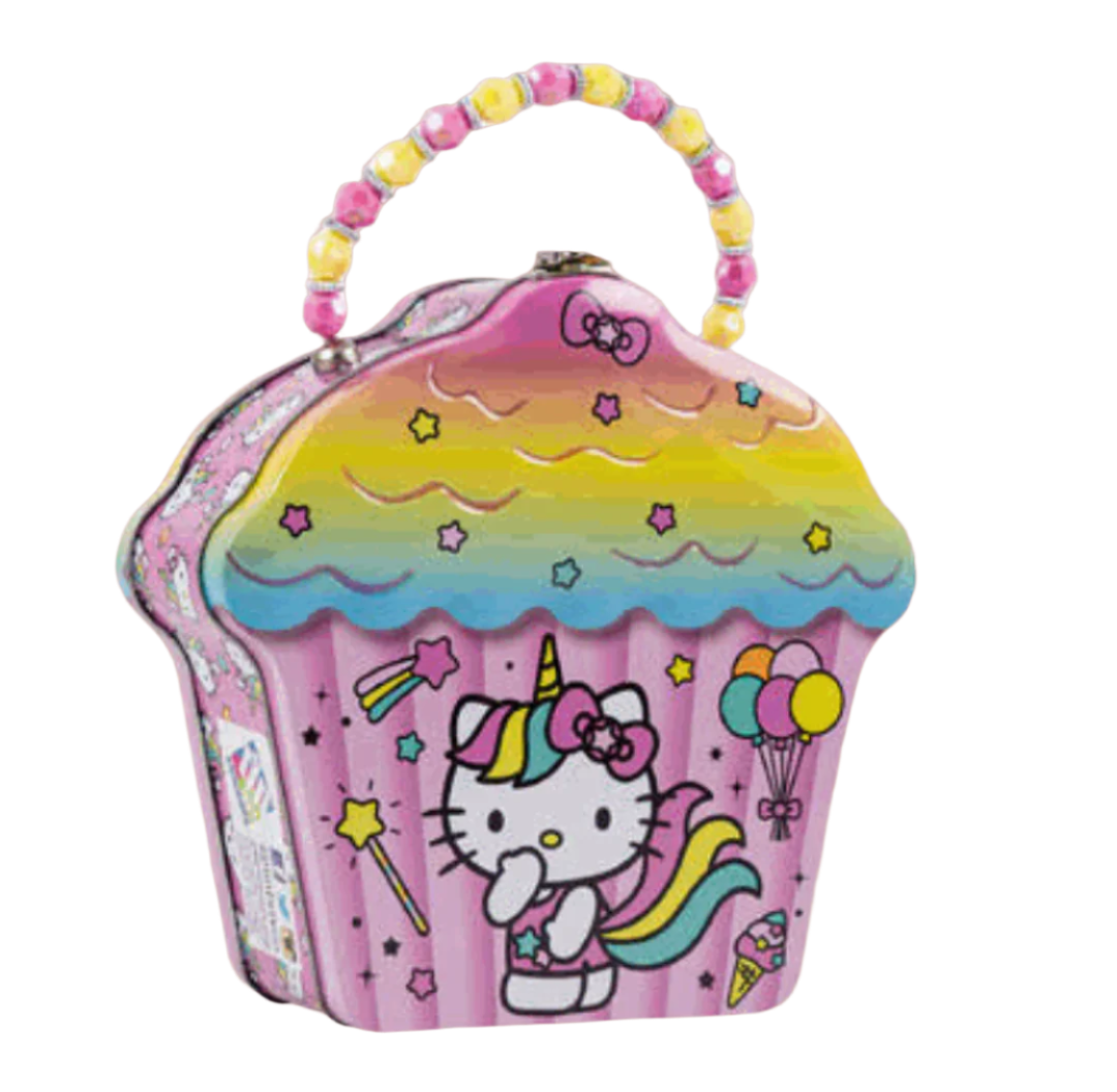 Hello Kitty Pink Cupcake Tin Purse 7"H