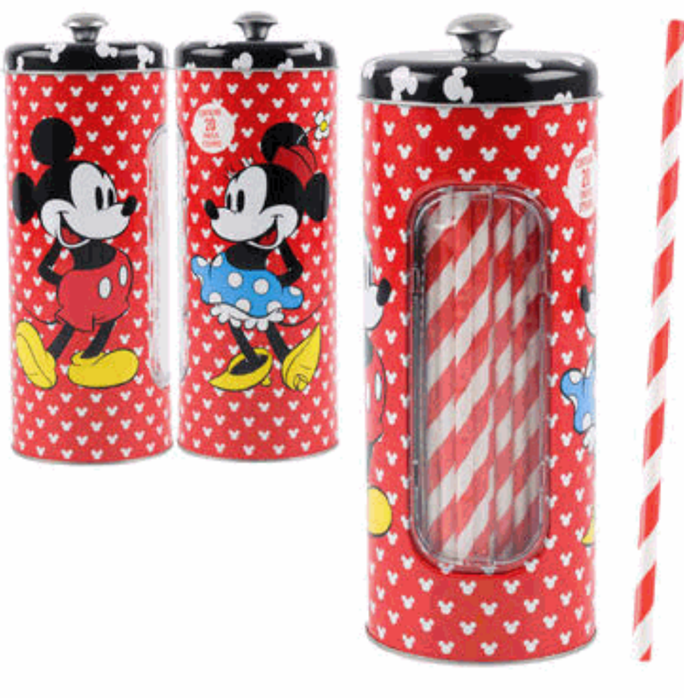 Minnie & Mickey Red Straw Holder 8.25"H